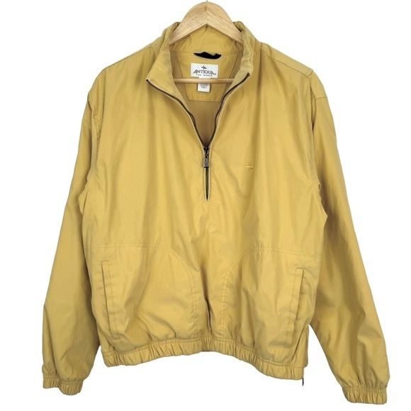 Antigua Women's Golf Jacket Windbreaker Large Yellow Half Zip Pockets Outdoors - Picture 2 of 12